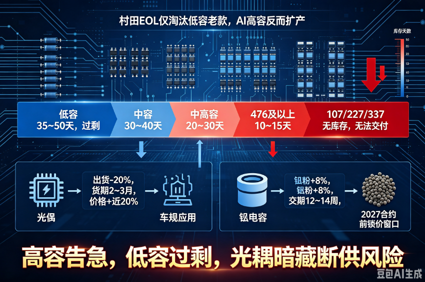 MLCC高容段告急无库存，光耦出货降超20%，钽电容暗藏锁价窗口