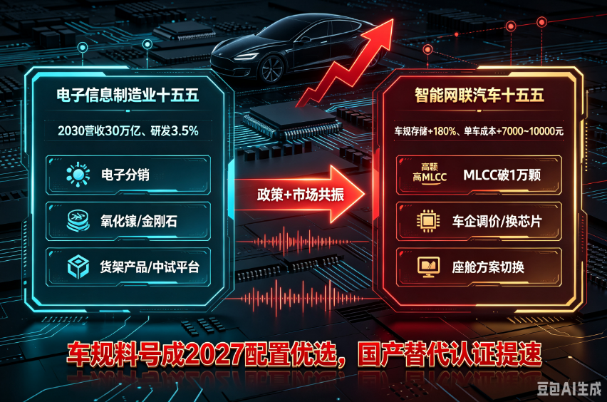 十五五规划力挺电子分销与超宽禁带，车规芯片紧缺倒逼整车涨价