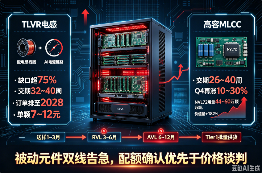 AI服务器被动元件双线告急：TLVR缺口超75%，高容MLCC交期40周