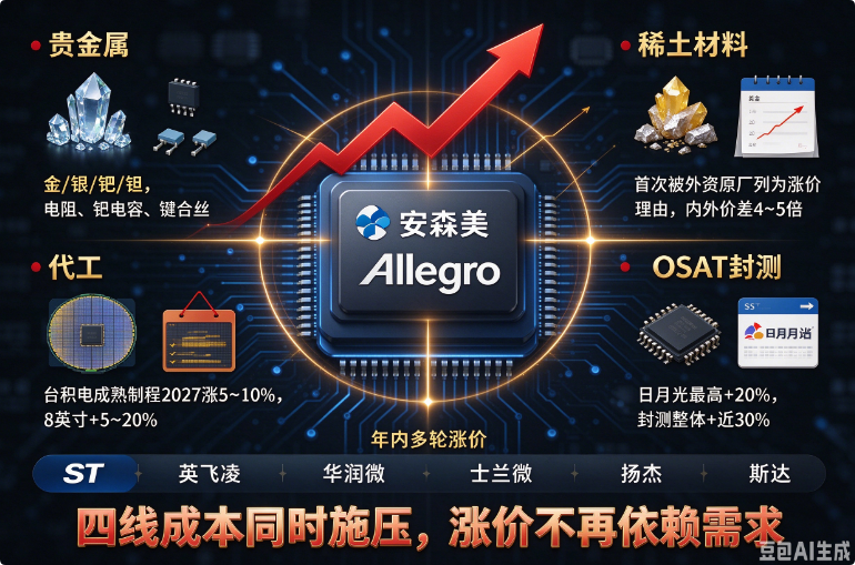 安森美、Allegro 10月全线调价，四大成本项同时施压，涨价不再依赖需求
